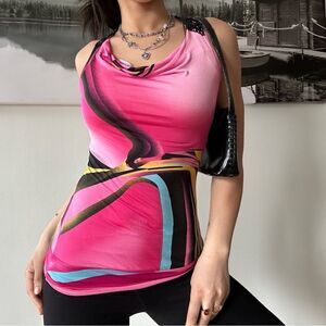 y2k abstarct slinky stretchy tank